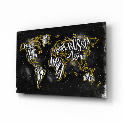 Modern World Map Glass Wall Art