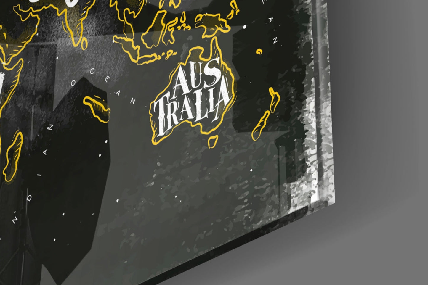 Modern World Map Glass Wall Art