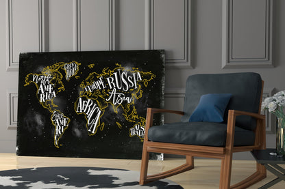 Modern World Map Glass Wall Art