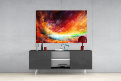 Rainbow Cosmic Clouds Glass Wall Art