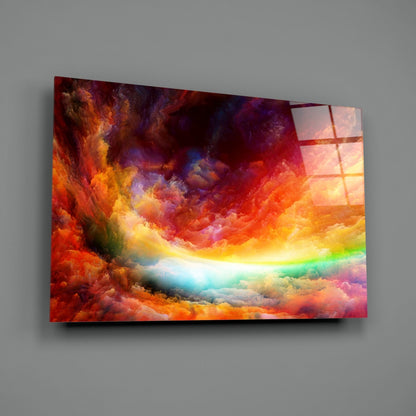Rainbow Cosmic Clouds Glass Wall Art
