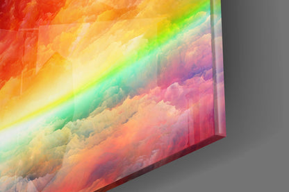 Rainbow Cosmic Clouds Glass Wall Art