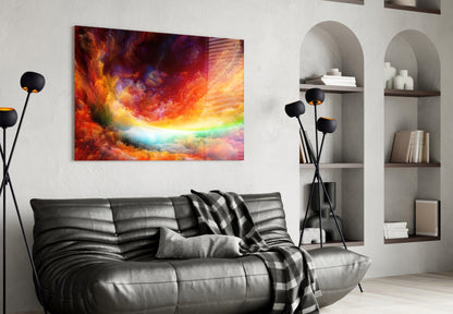 Rainbow Cosmic Clouds Glass Wall Art