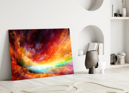 Rainbow Cosmic Clouds Glass Wall Art
