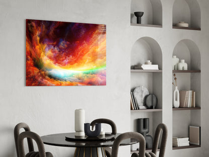 Rainbow Cosmic Clouds Glass Wall Art