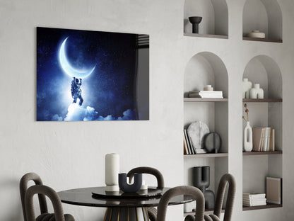 Astronaut Moon Reach Glass Wall Art