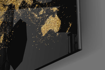 World Map Glass Wall Art