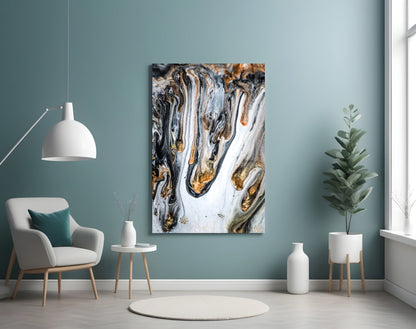 Marble Pour Abstract Glass Wall Art