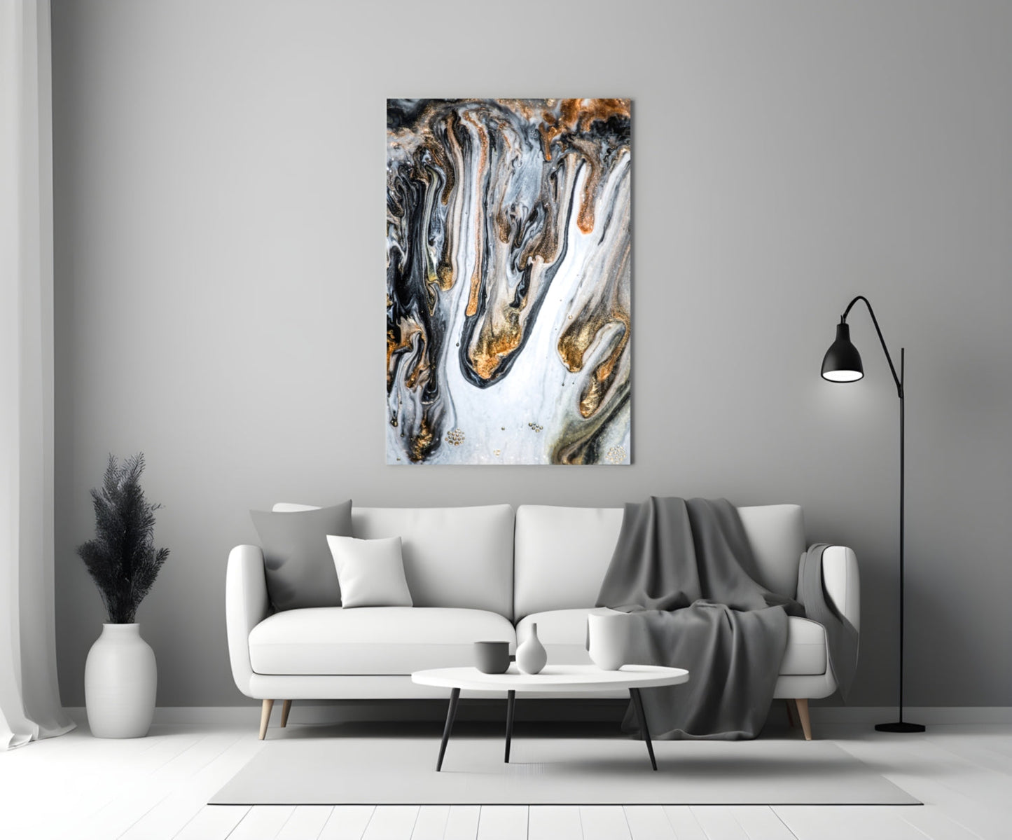 Marble Pour Abstract Glass Wall Art