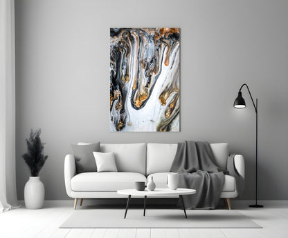 Marble Pour Abstract Glass Wall Art