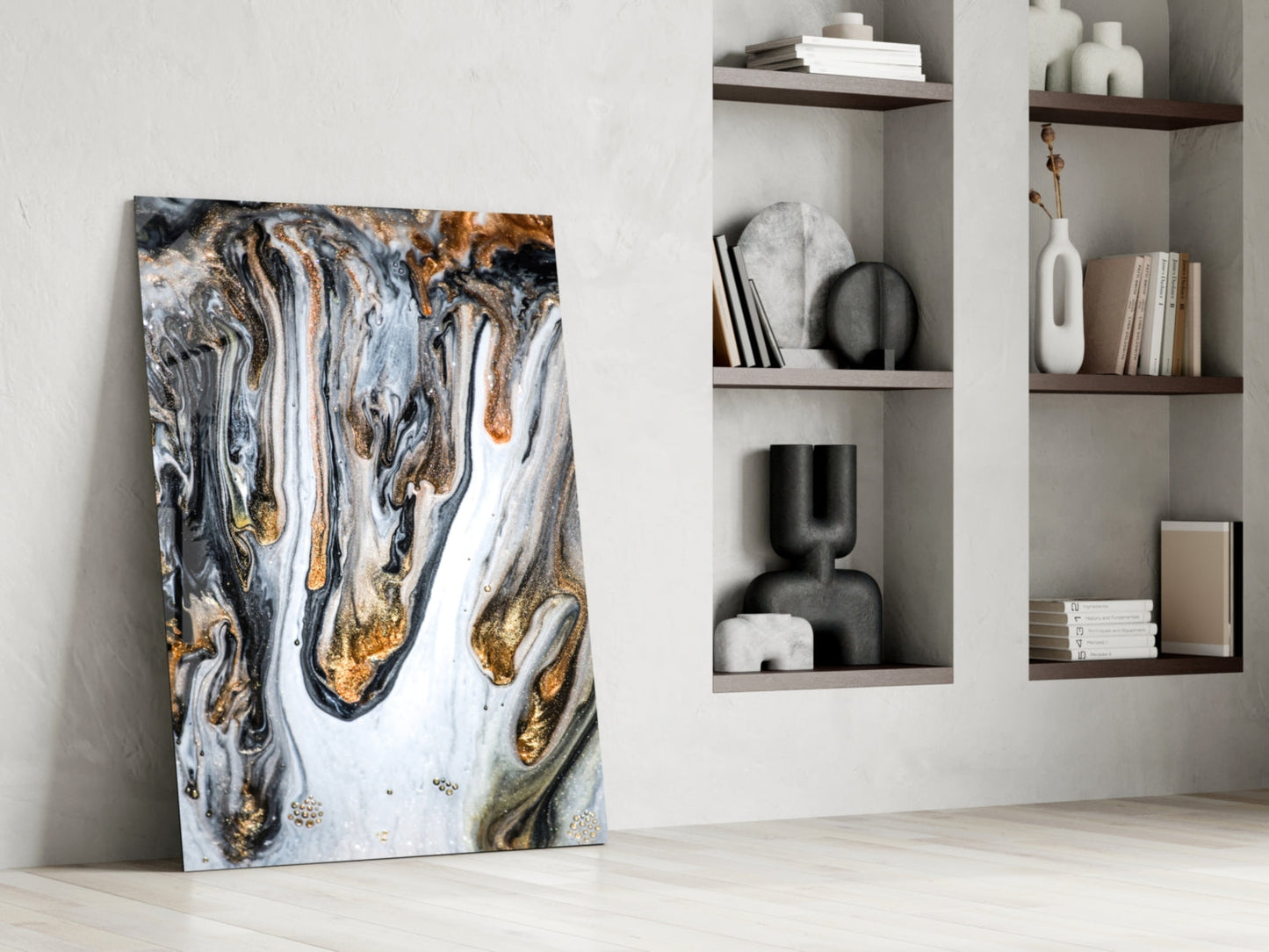 Marble Pour Abstract Glass Wall Art