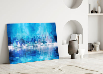 Pixel Cityscape Glass Wall Art