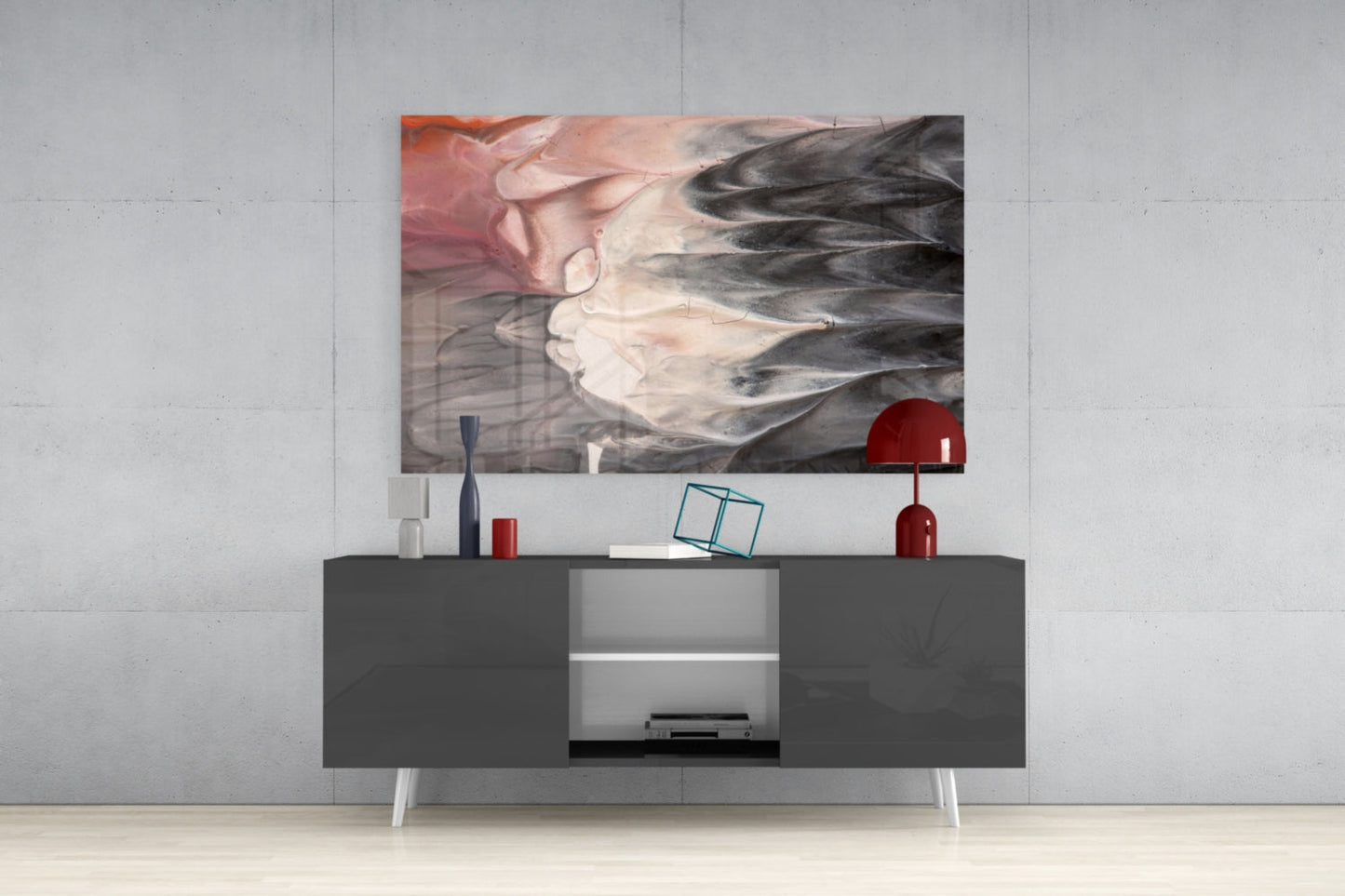 Fluid Plume Abstract Glass Wall Art