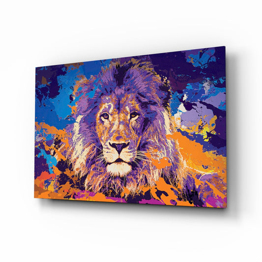 Lion Pop Art Glass Wall Art