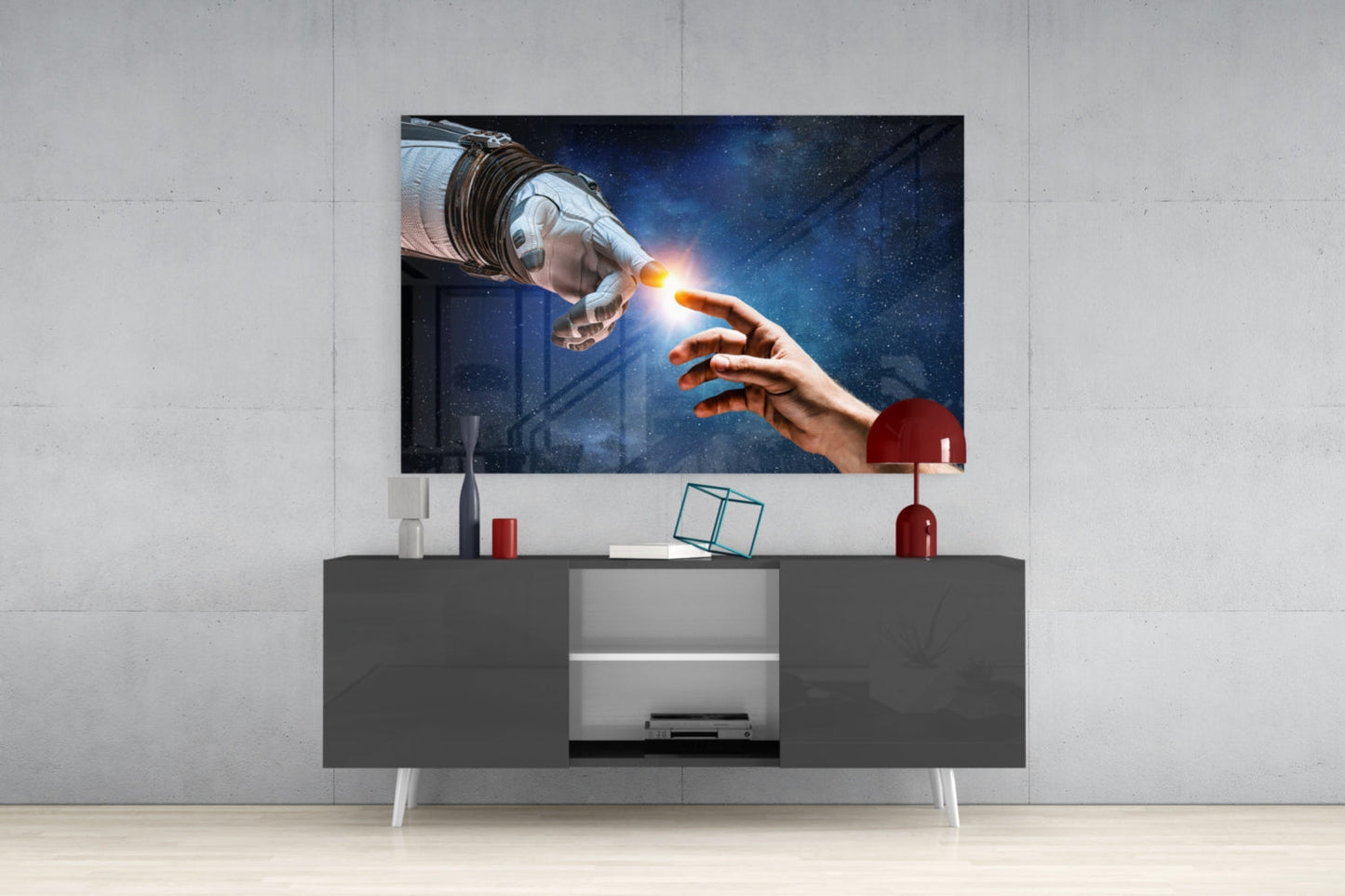 Cosmic Creation Astronaut Glass Wall Art