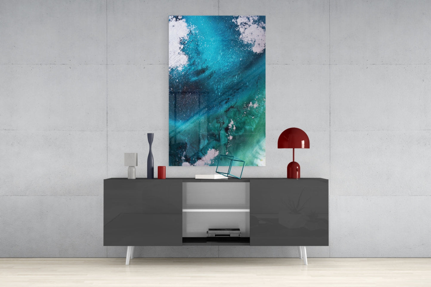 Teal Wave Glass Wall Art