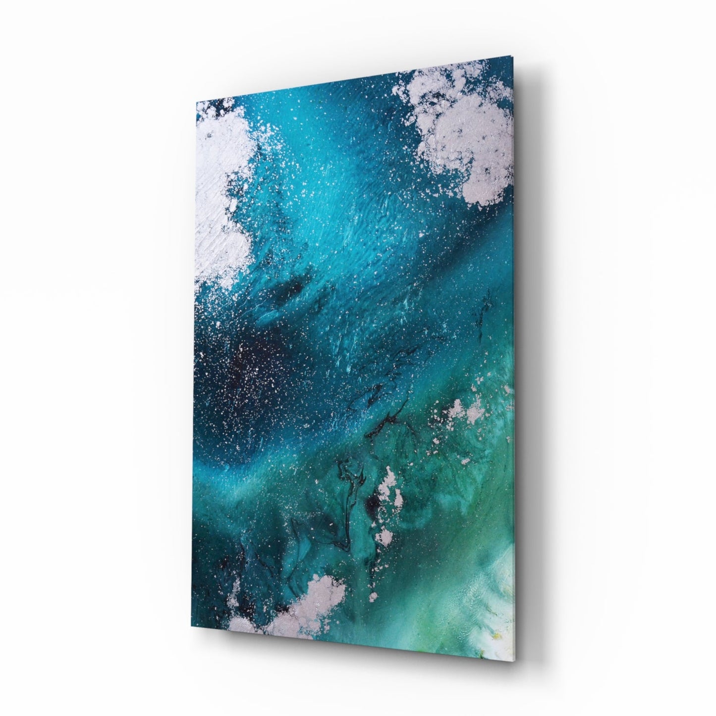 Teal Wave Glass Wall Art