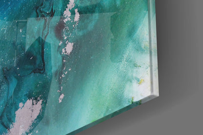 Teal Wave Glass Wall Art