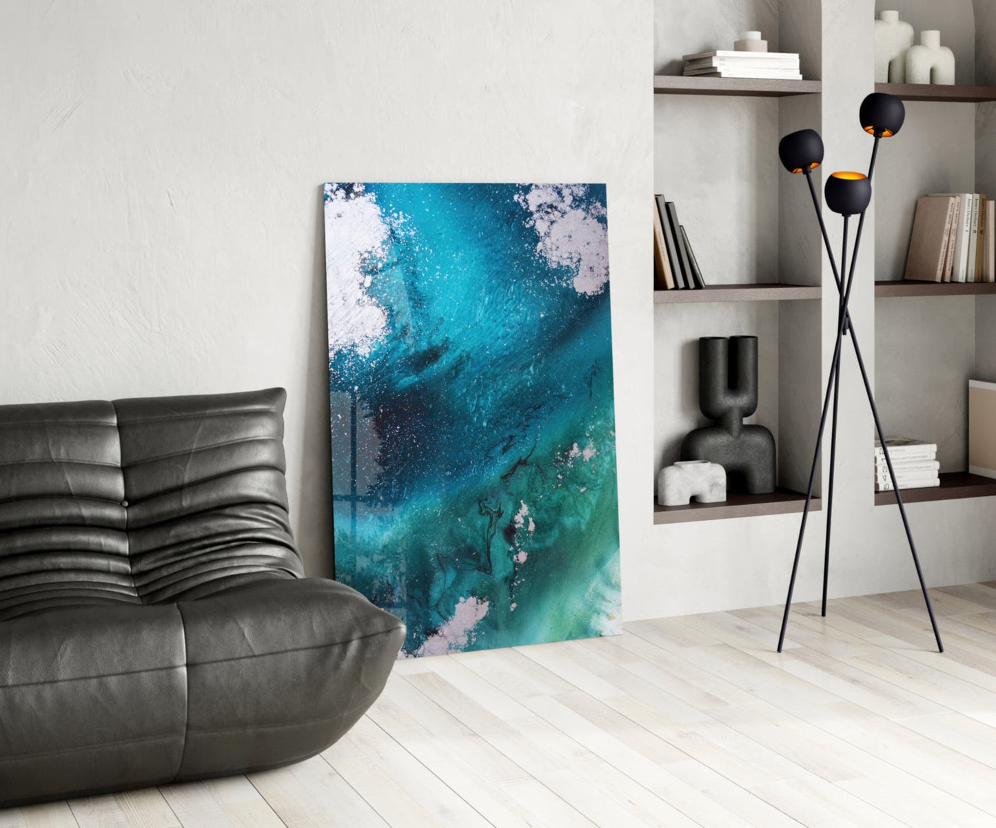 Teal Wave Glass Wall Art