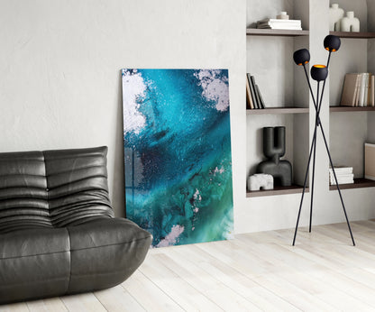 Teal Wave Glass Wall Art