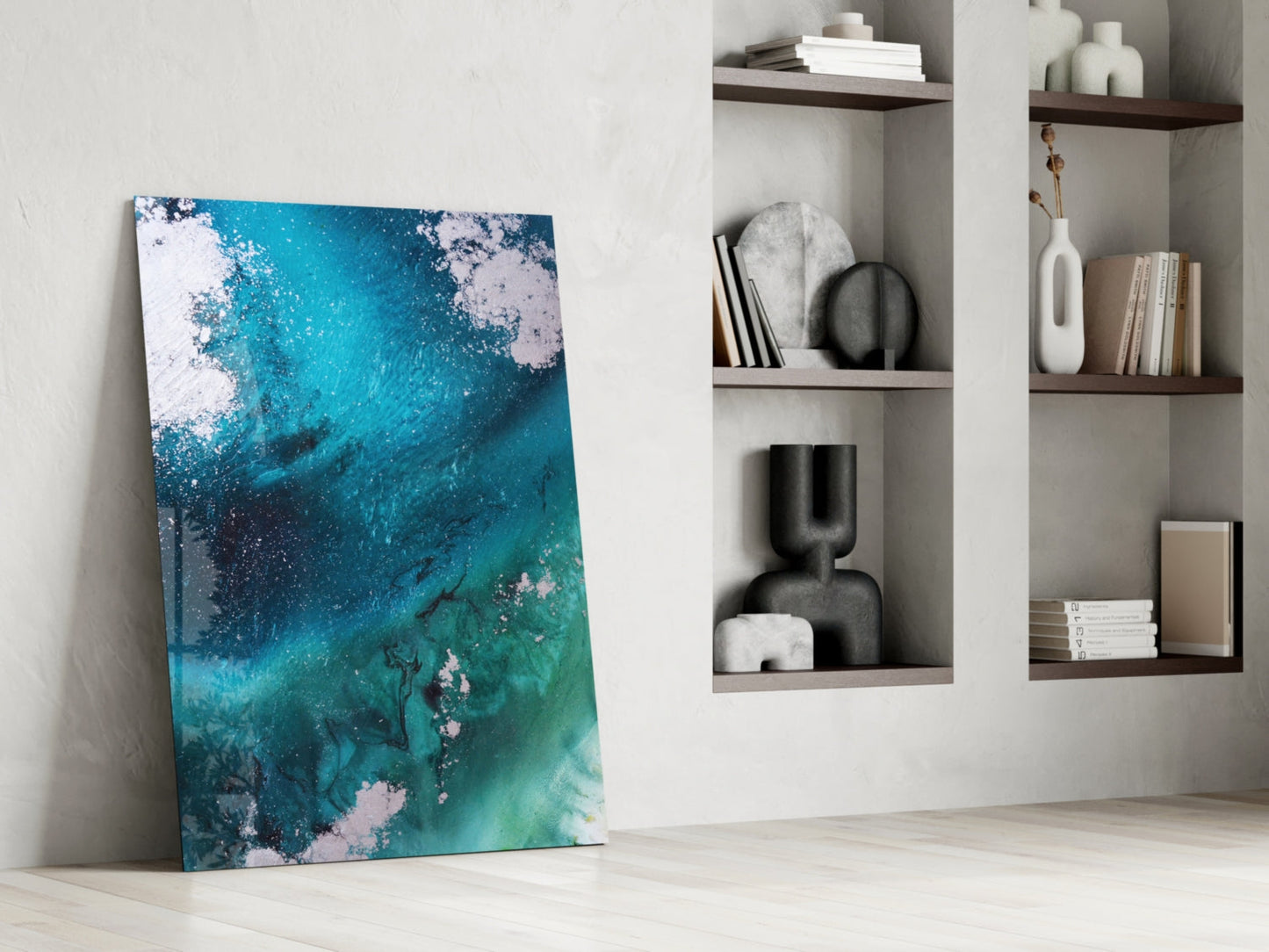 Teal Wave Glass Wall Art