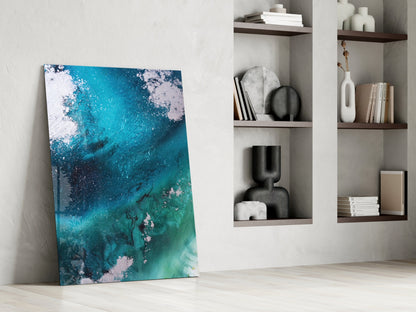 Teal Wave Glass Wall Art