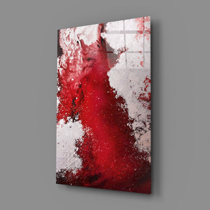 Crimson Ink Splash Glass Wall Art