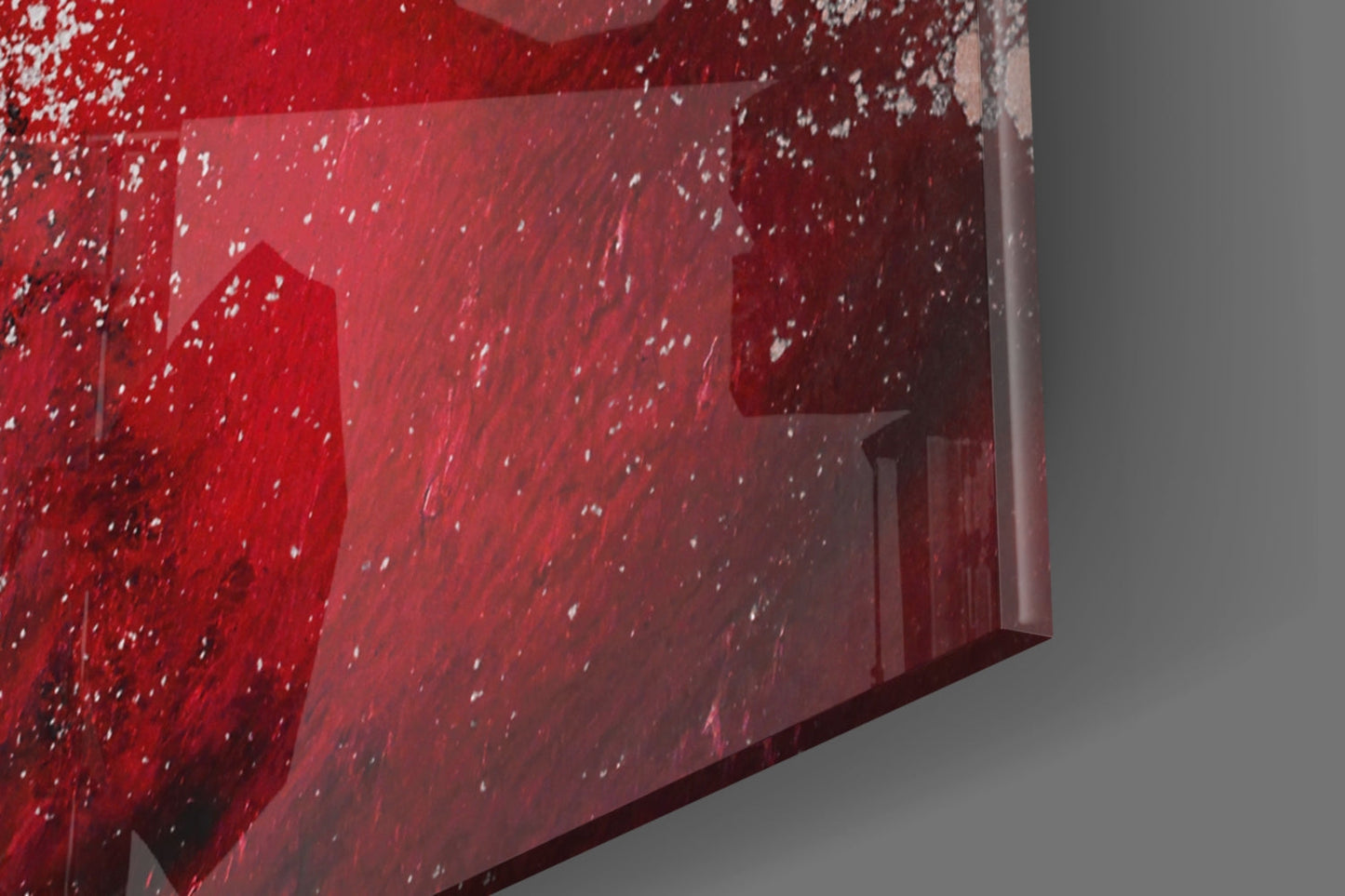 Crimson Ink Splash Glass Wall Art