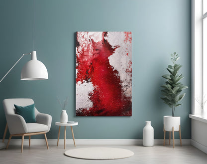 Crimson Ink Splash Glass Wall Art