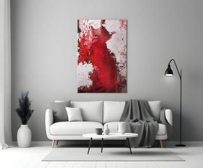 Crimson Ink Splash Glass Wall Art