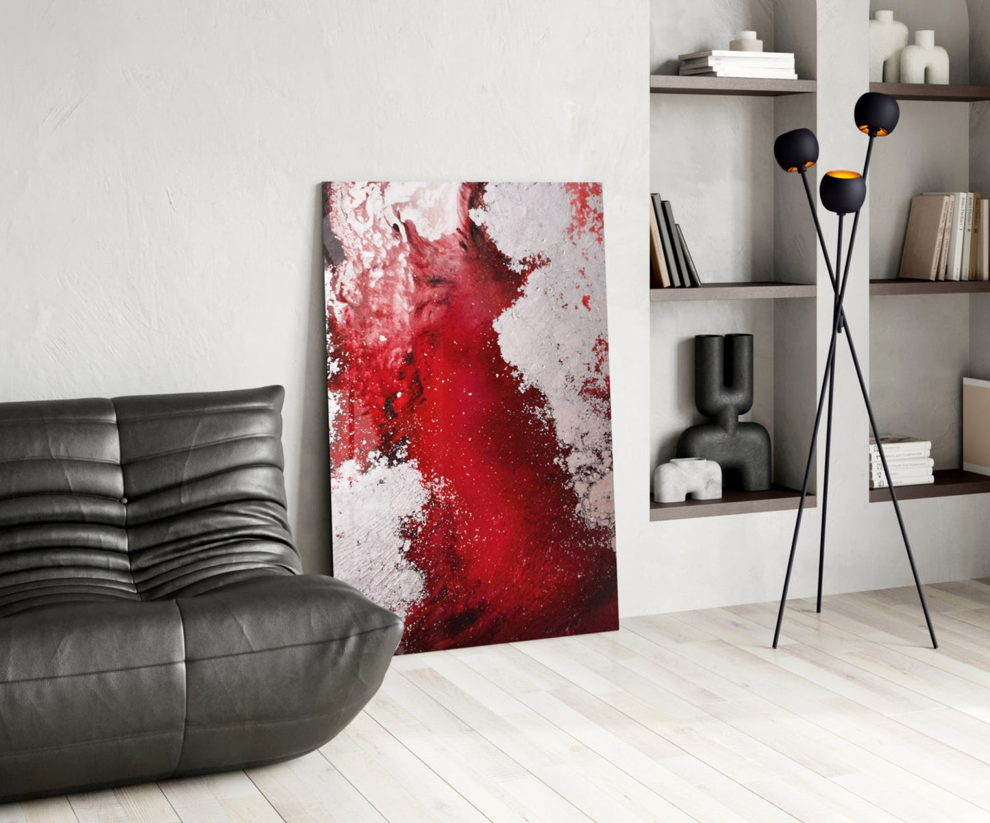 Crimson Ink Splash Glass Wall Art