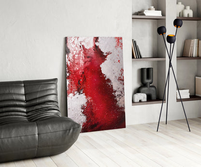 Crimson Ink Splash Glass Wall Art