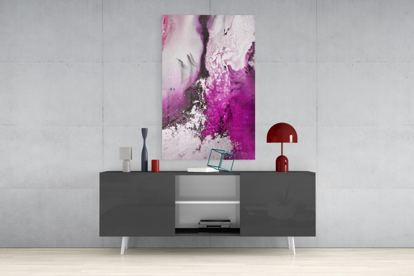 Pink and Magenta Abstract Glass Wall Art