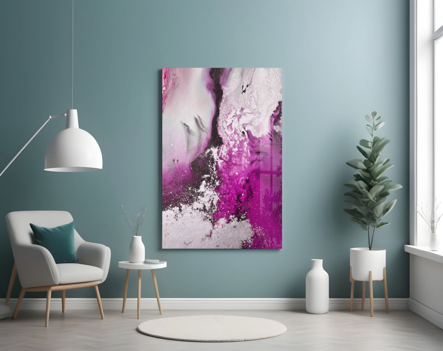 Pink and Magenta Abstract Glass Wall Art