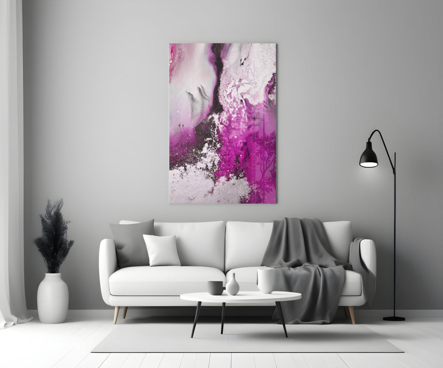 Pink and Magenta Abstract Glass Wall Art