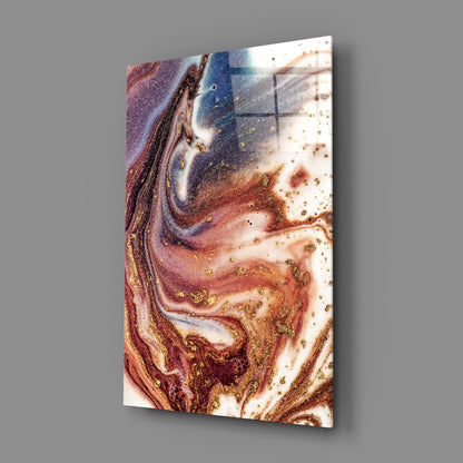 Purple Copper Blue Marble Abstract Glass Wall Art