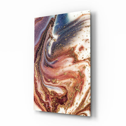 Purple Copper Blue Marble Abstract Glass Wall Art