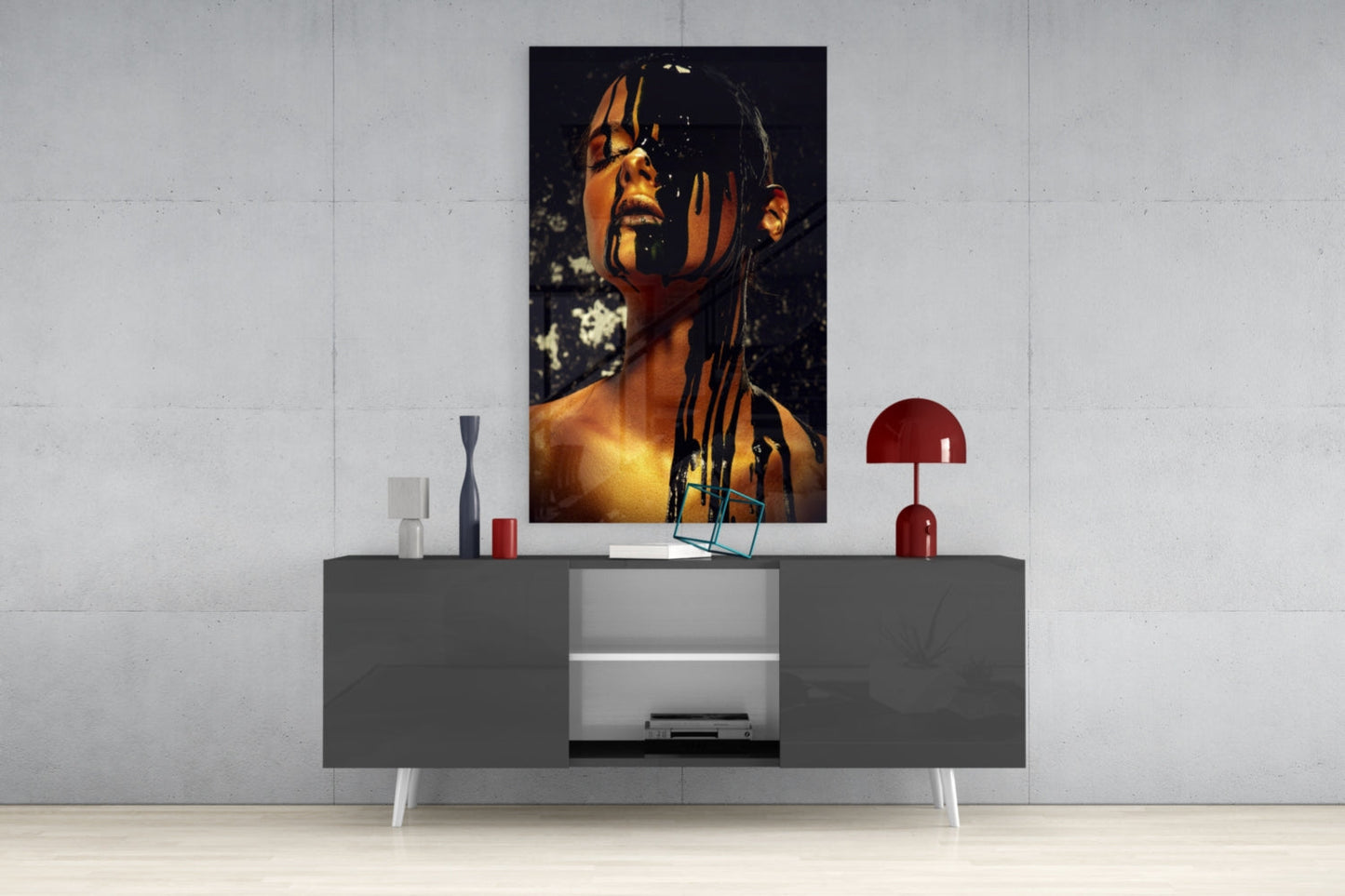 Gold Paint Portrait Glass Wall Art