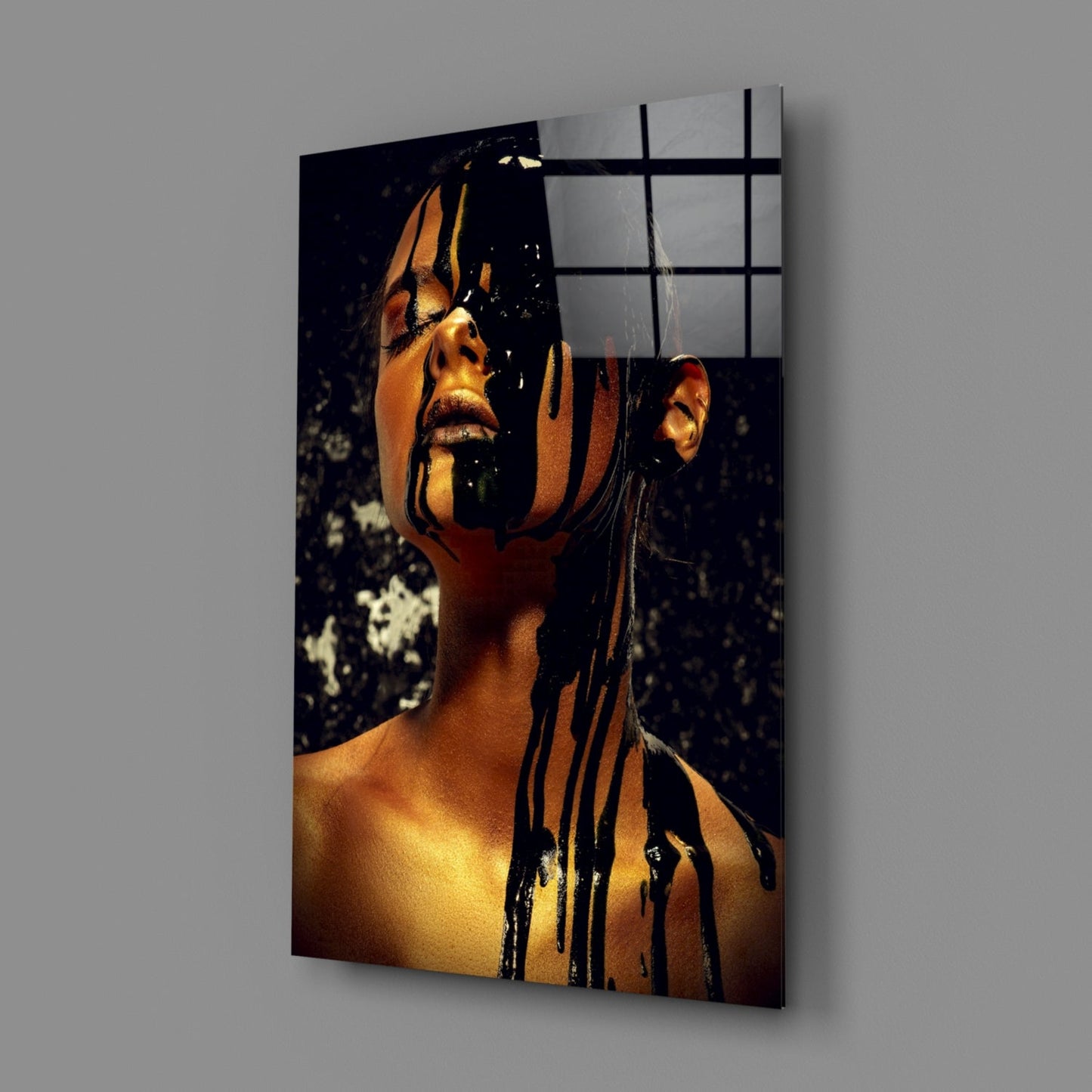 Gold Paint Portrait Glass Wall Art