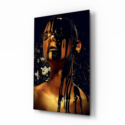 Gold Paint Portrait Glass Wall Art