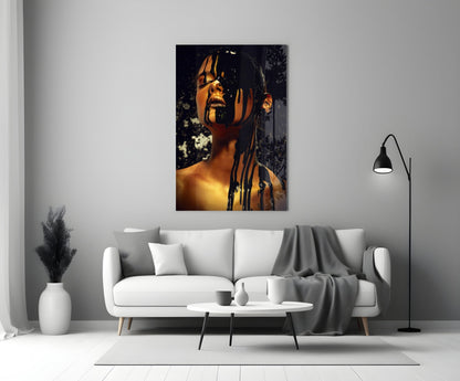 Gold Paint Portrait Glass Wall Art