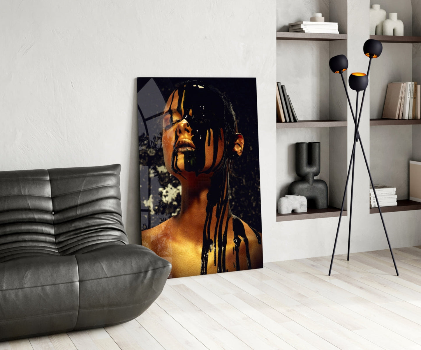 Gold Paint Portrait Glass Wall Art