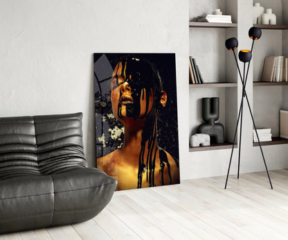 Gold Paint Portrait Glass Wall Art