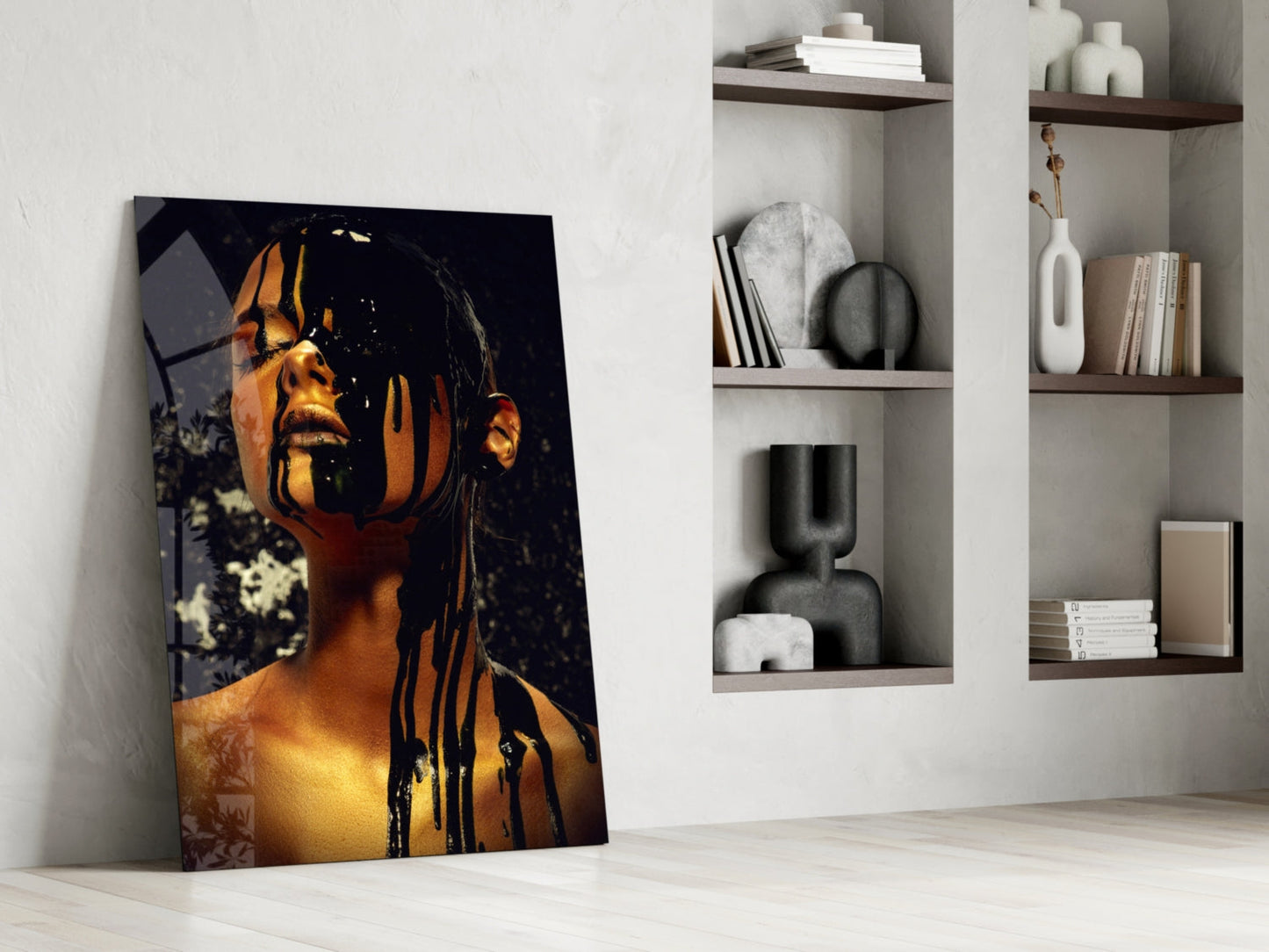 Gold Paint Portrait Glass Wall Art