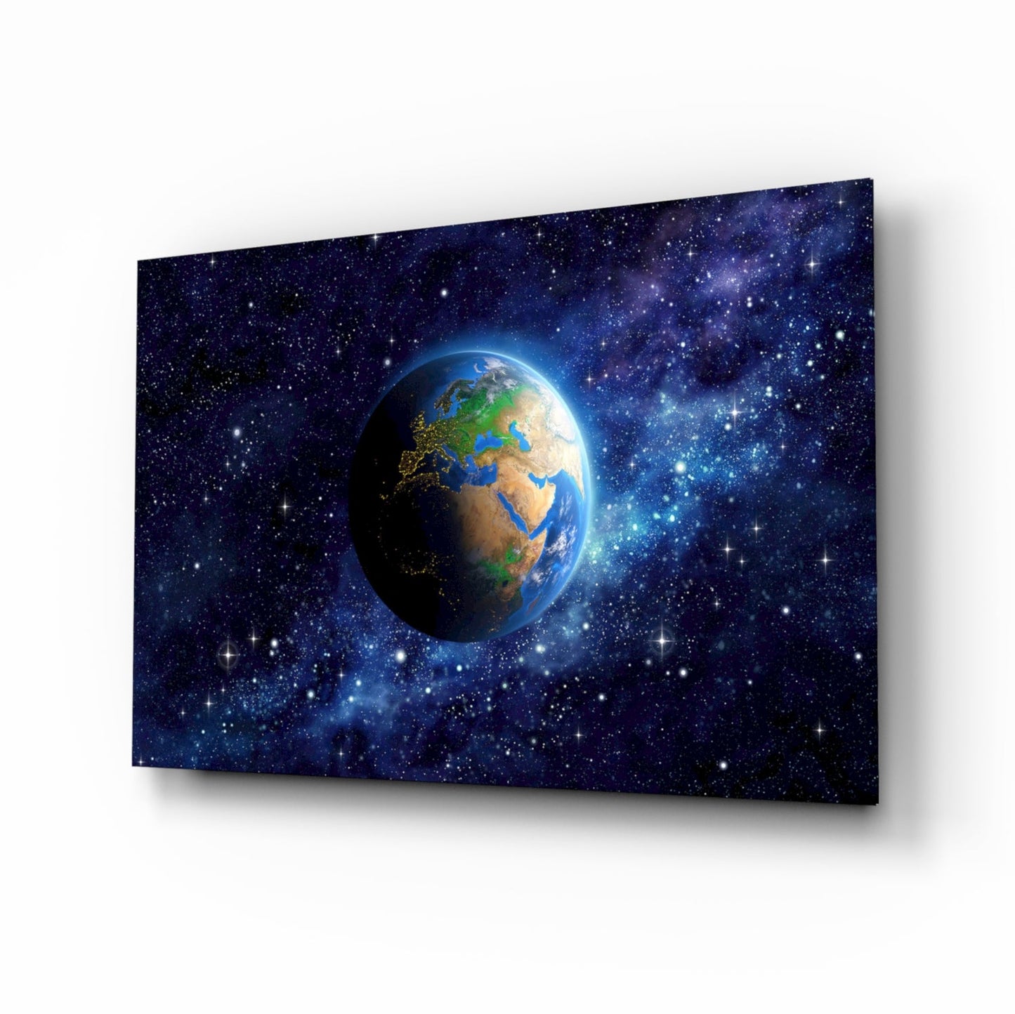 Earth and Nebula Glass Wall Art
