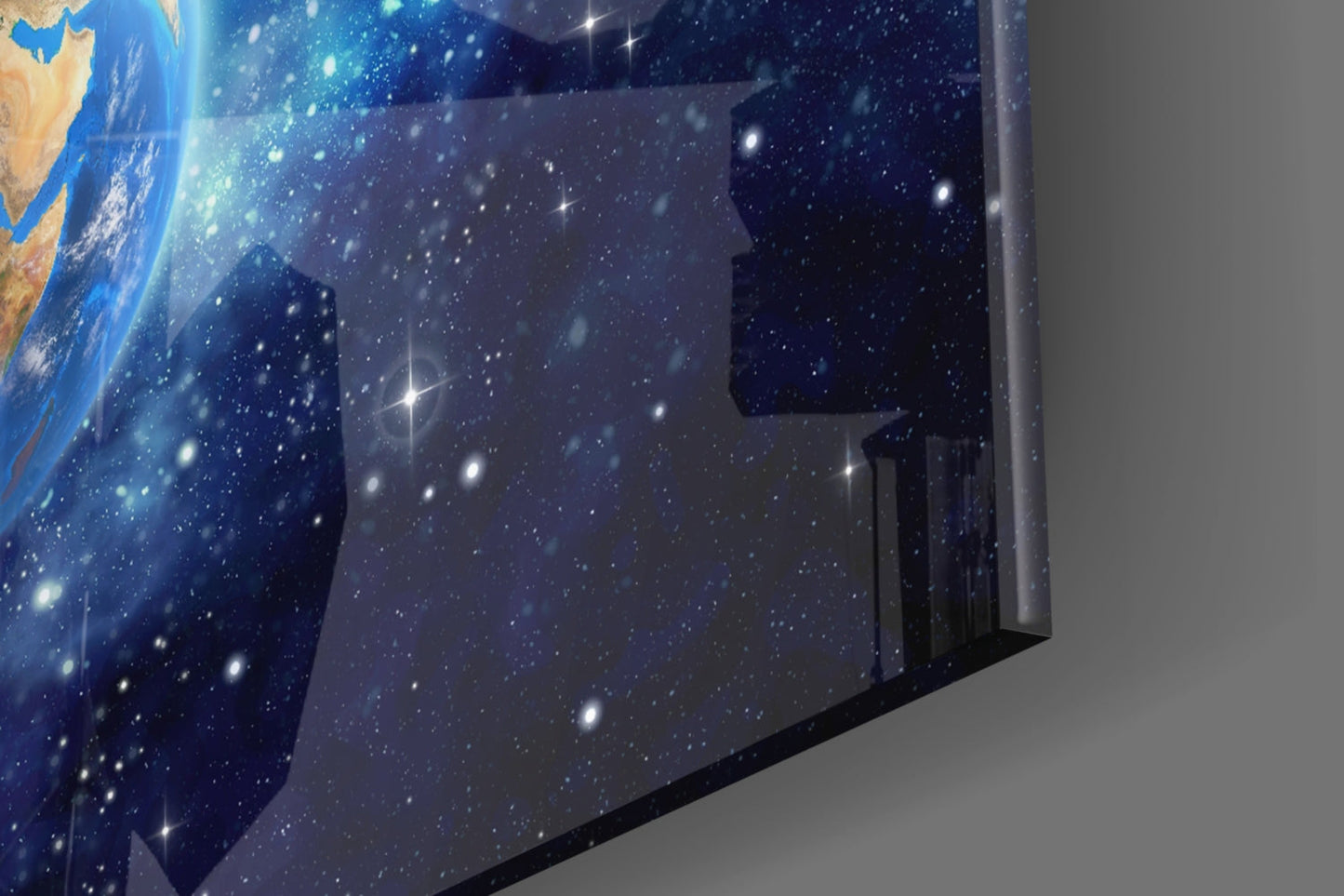 Earth and Nebula Glass Wall Art