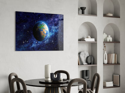 Earth and Nebula Glass Wall Art