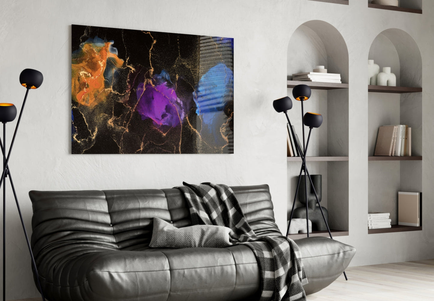 Plasma Ink Marble Glass Wall Art