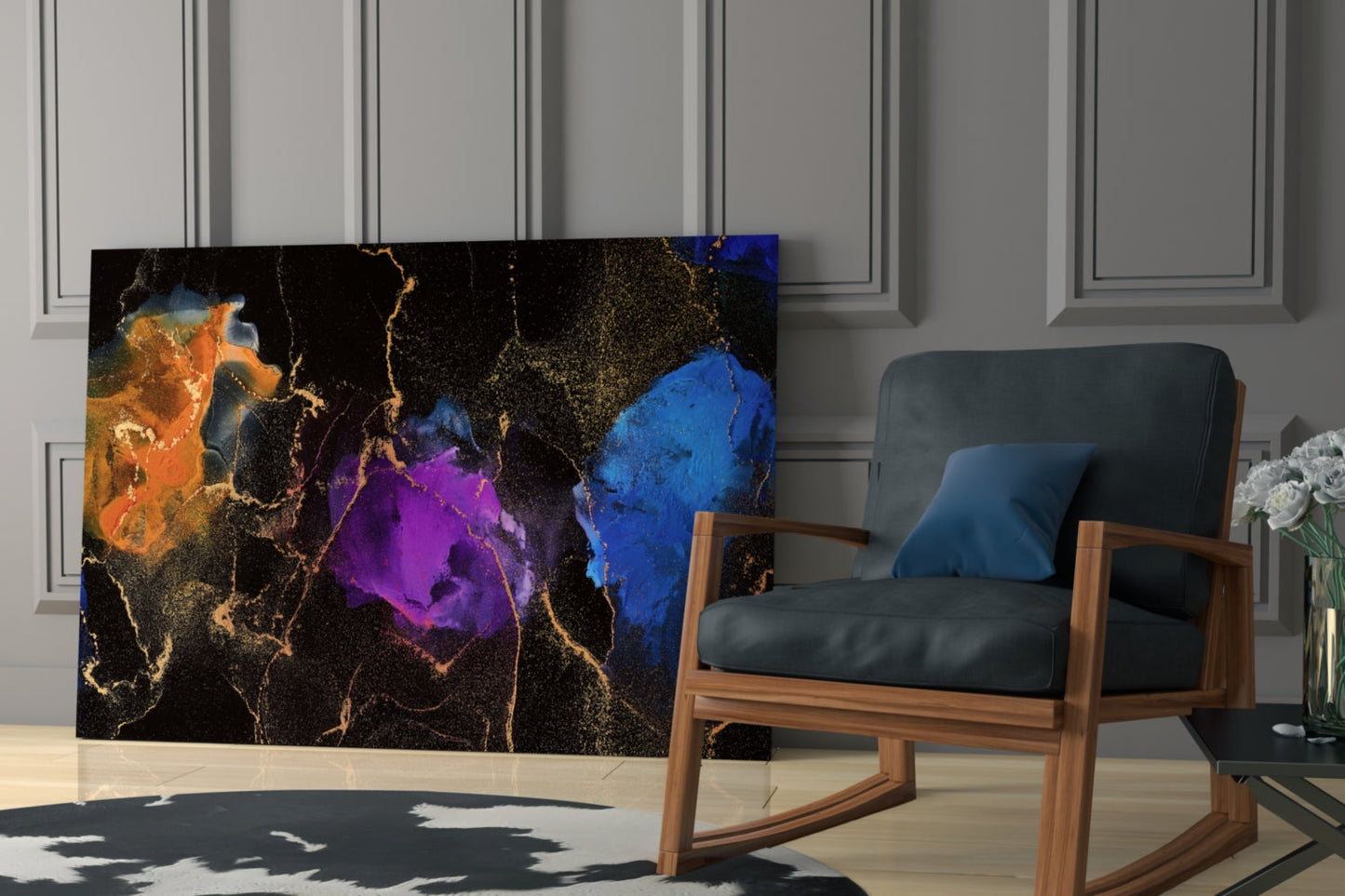 Plasma Ink Marble Glass Wall Art