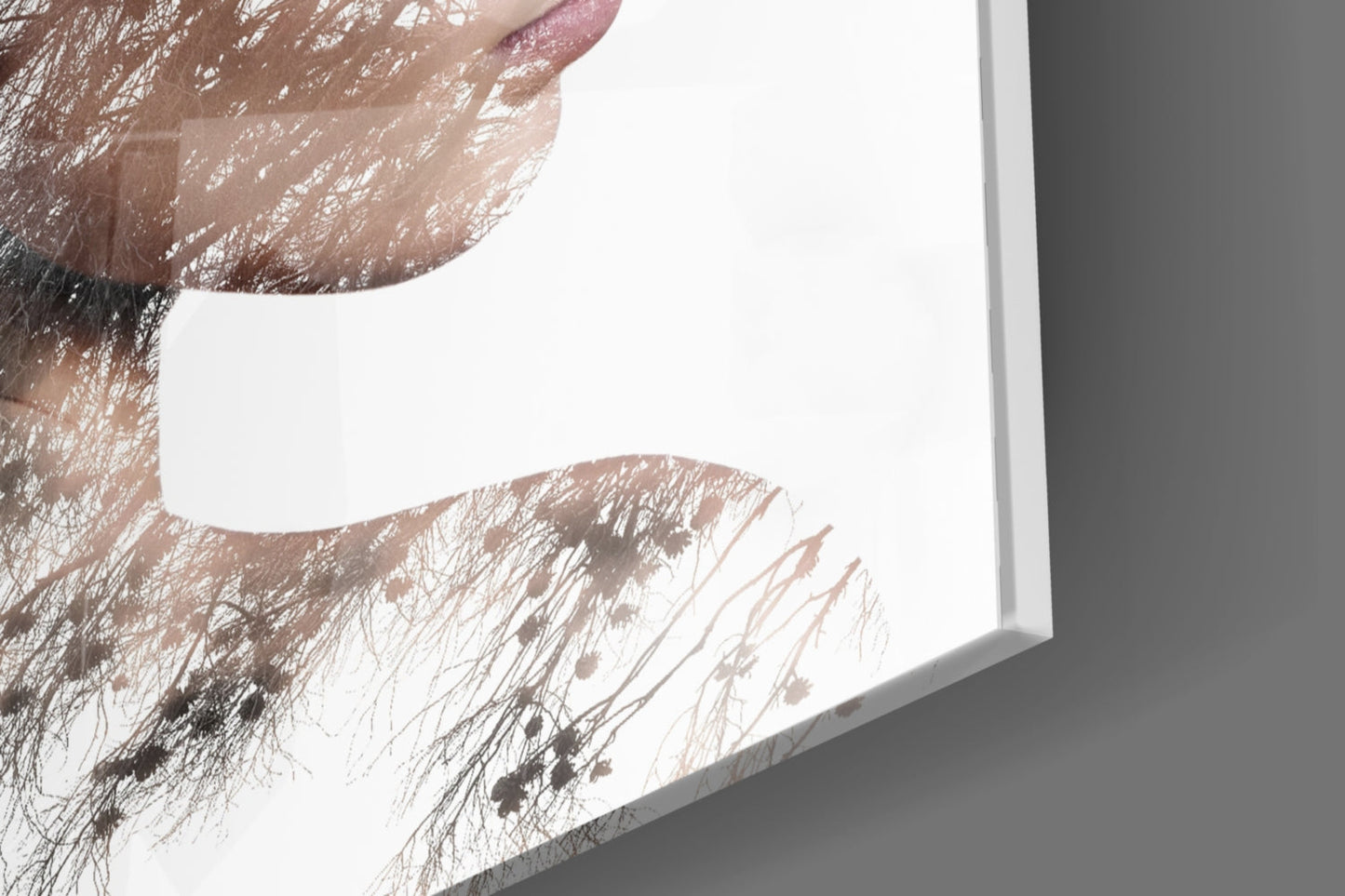 Woman Bird Double Exposure Glass Wall Art